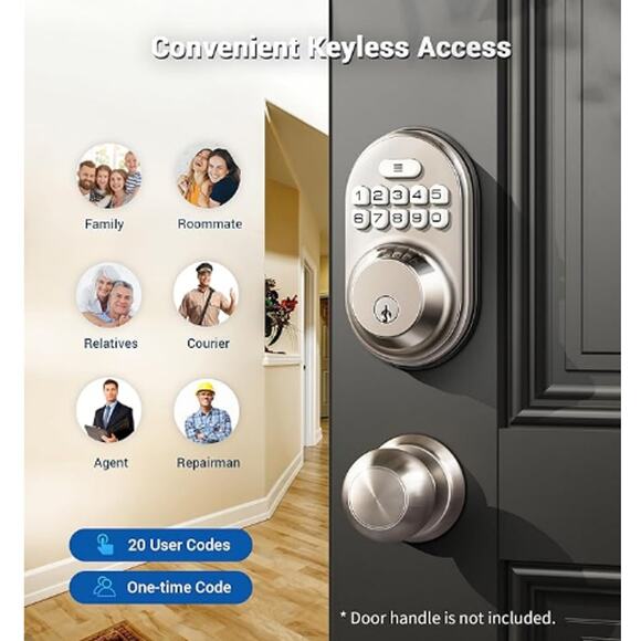 Veise RZ-A Keypad Digital Deadbolt Keyless Entry Door Lock in Satin Nickel New - Picture 2 of 9